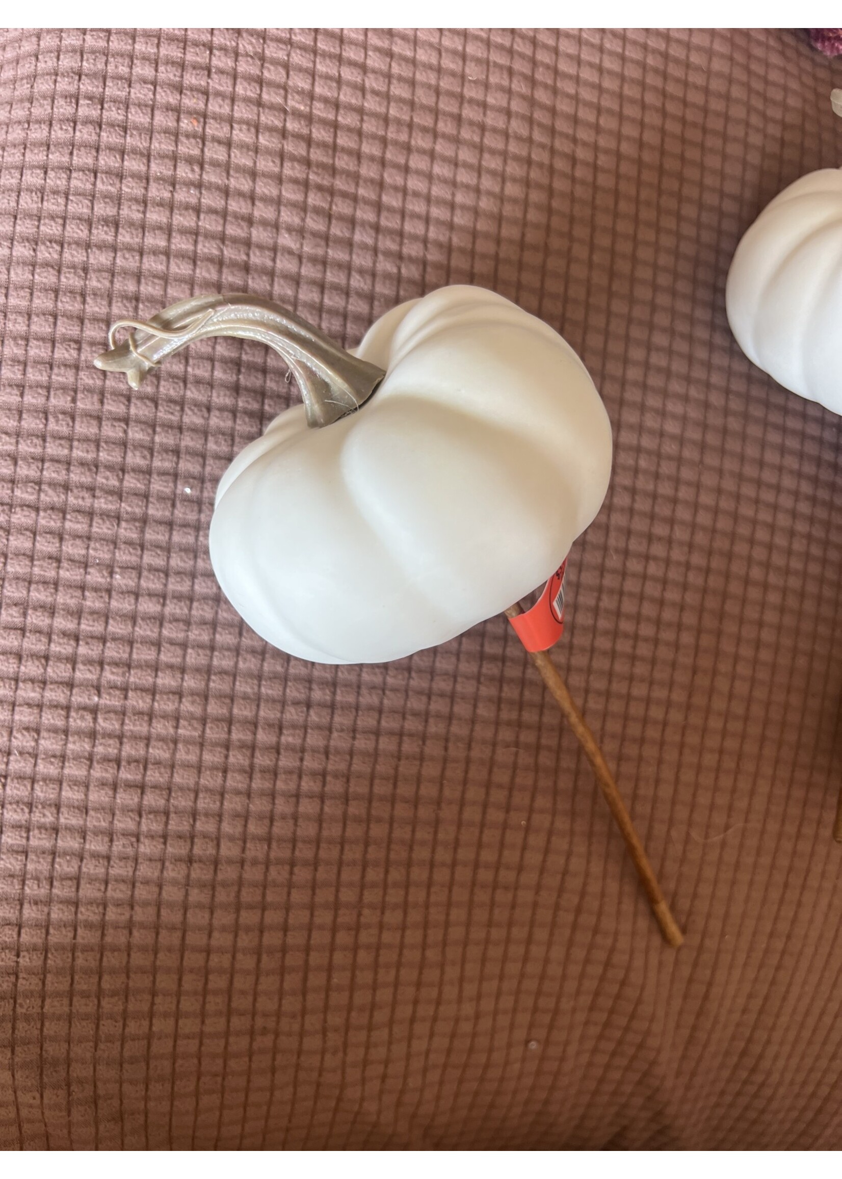 3” White Foam Pumpkin on stem