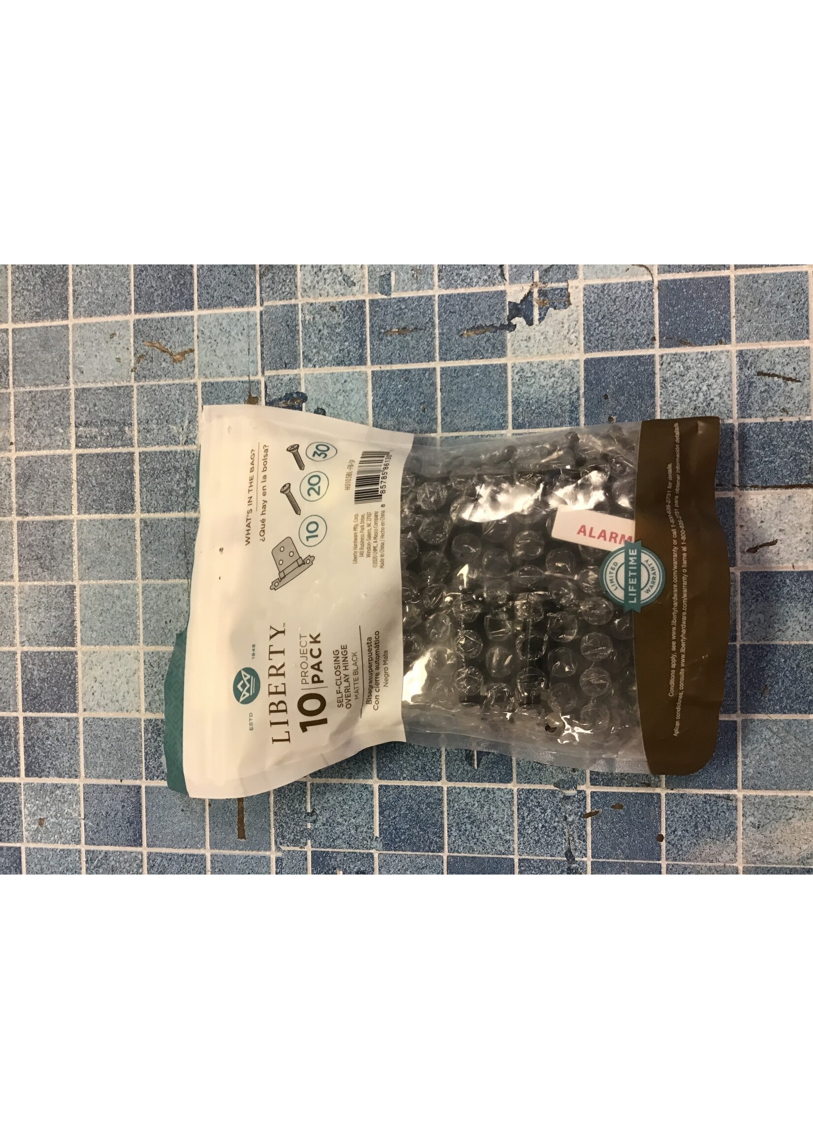 Liberty Self Closing Overlay Hinge 10 Project Packet - Matte Black *opened*