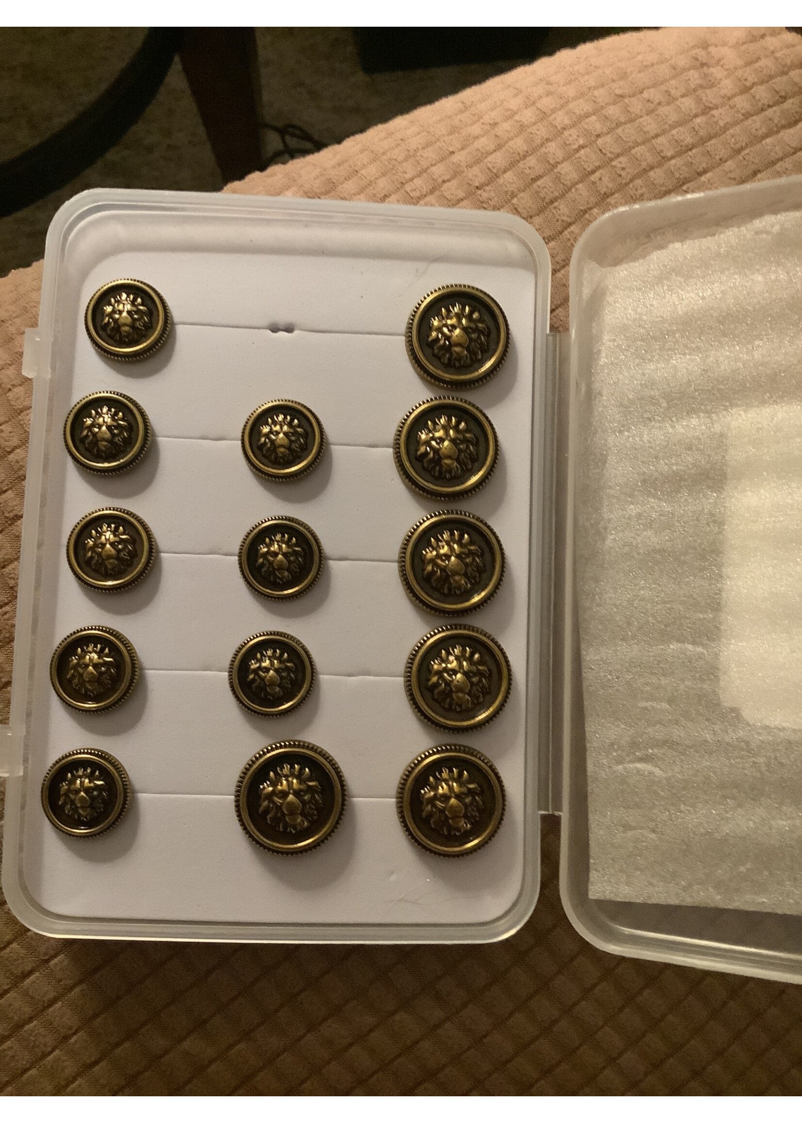 14pcs Vintage Antique Metal Blazer Button Set - 3D Lion Head