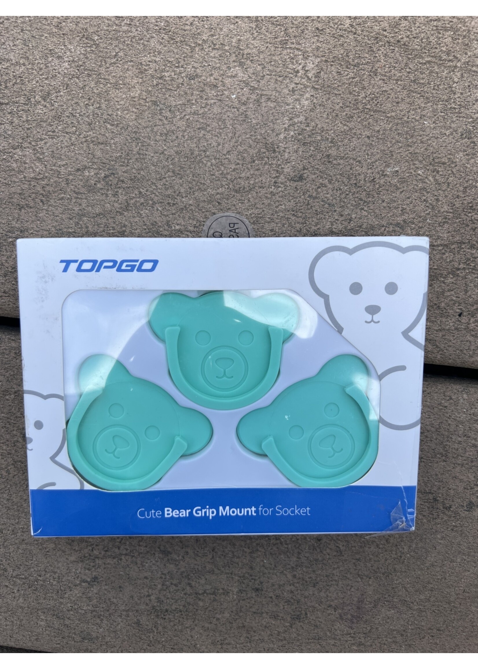Open box- Topgo Cute Teal Bear Grip Mount for Phone Socket 3ct