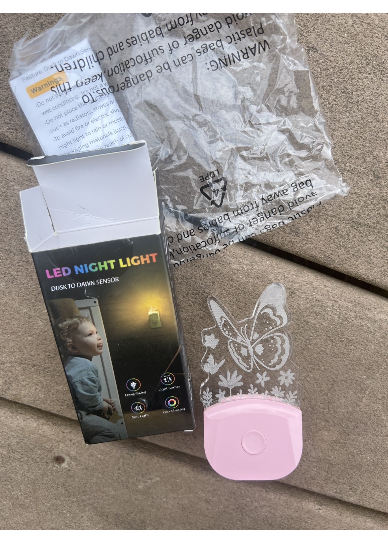 LED Butterfly crystal Nightlight dusk to dawn sensor color changing