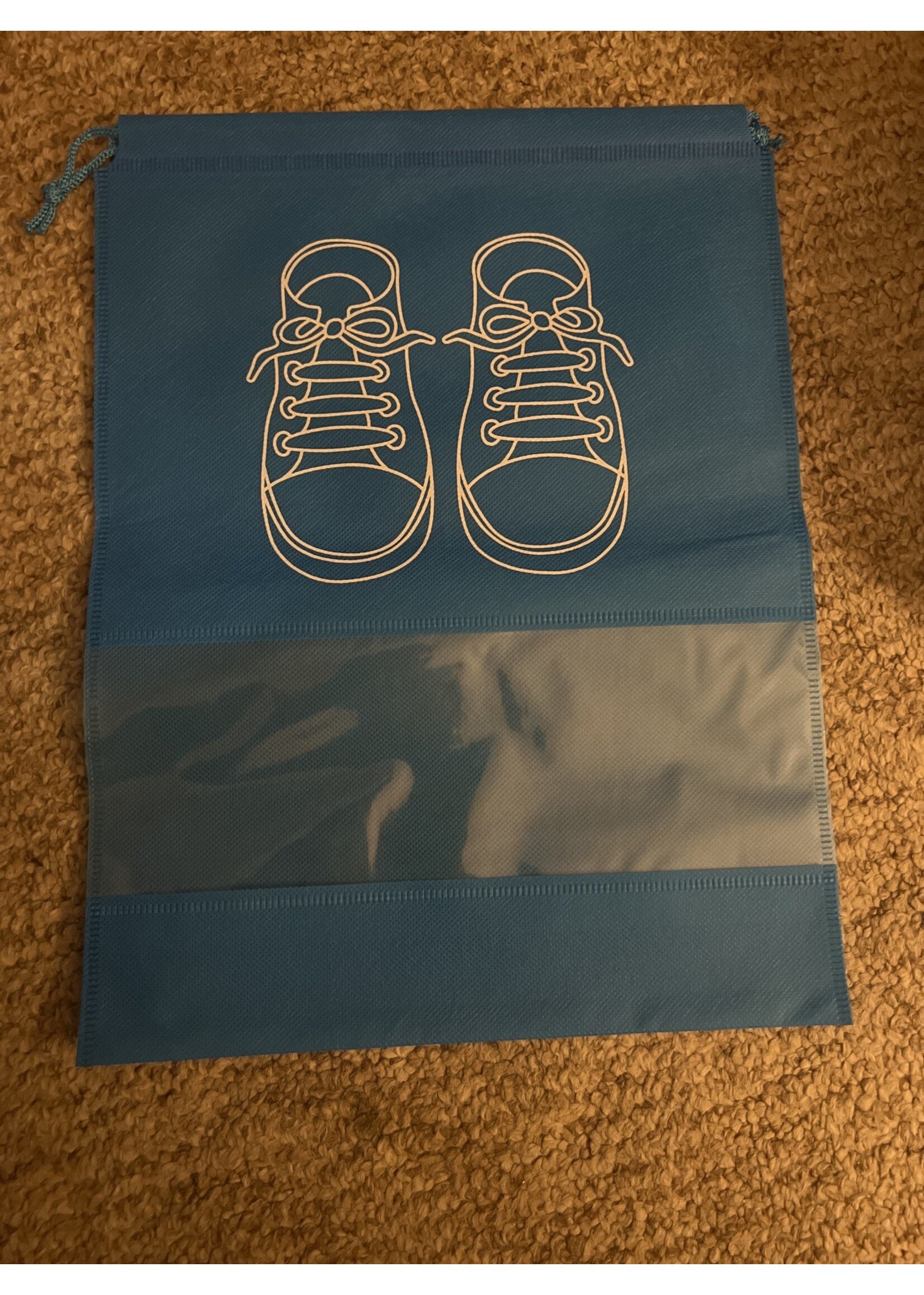 10pc Shoe Bags w/ drawstrings and viewing windows blue