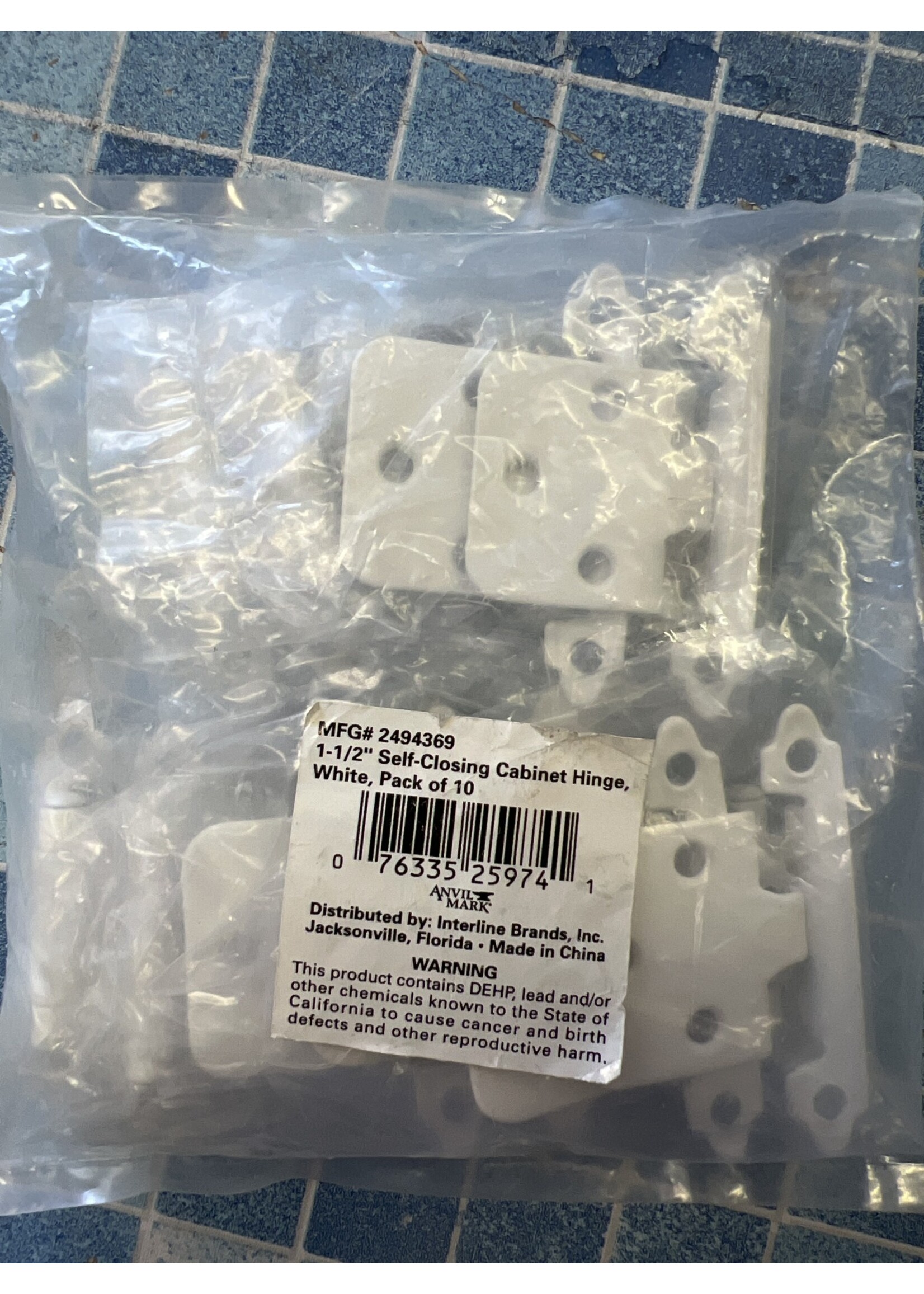 1-1/2” Self-Closing Cabinet Hinges white 10pk