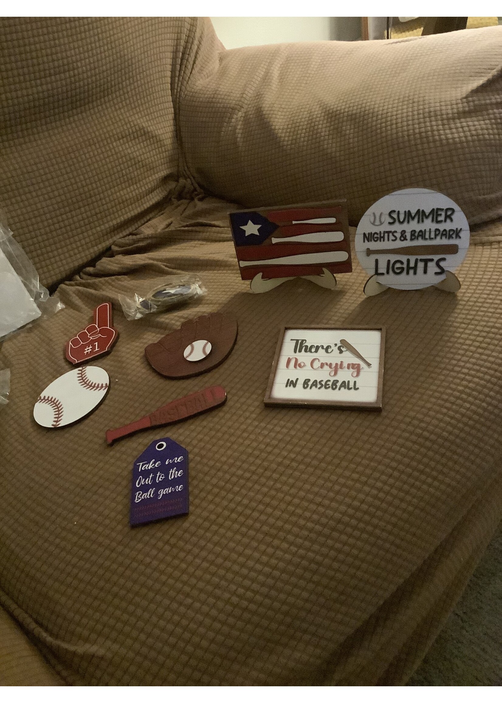 Wooden Patriotic Baseball Theme Decor