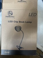 Energetic Lighting LED Clip Desk Lamp gold w/ polarized plug
