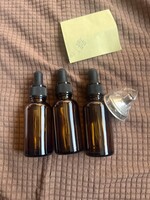 30mL Amber Glass Dropper Bottles 3pk w/ funnel