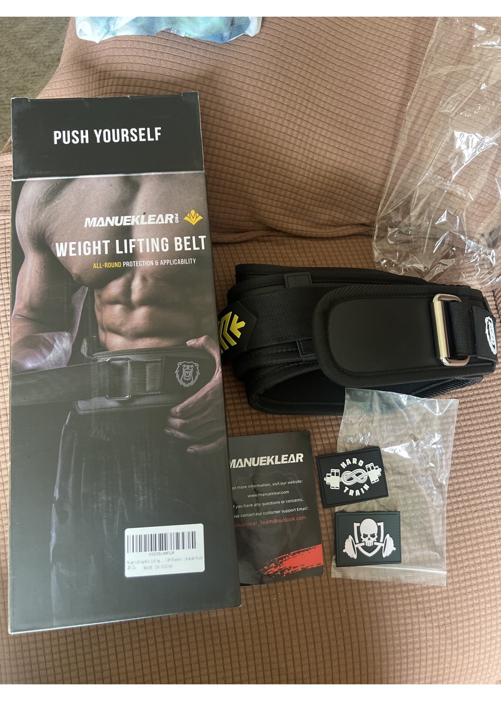 Open box- Manueklear Weight Lifting Belt 28-33” Midnight Black with Velcro patches