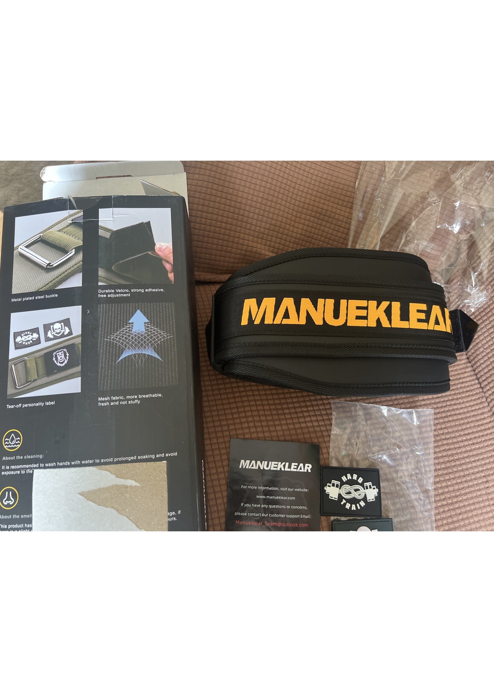 Open box- Manueklear Weight Lifting Belt 28-33” Midnight Black with Velcro patches
