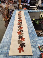 70x12.5 Appliquéd Thanksgiving Fall Leaves Table Runner