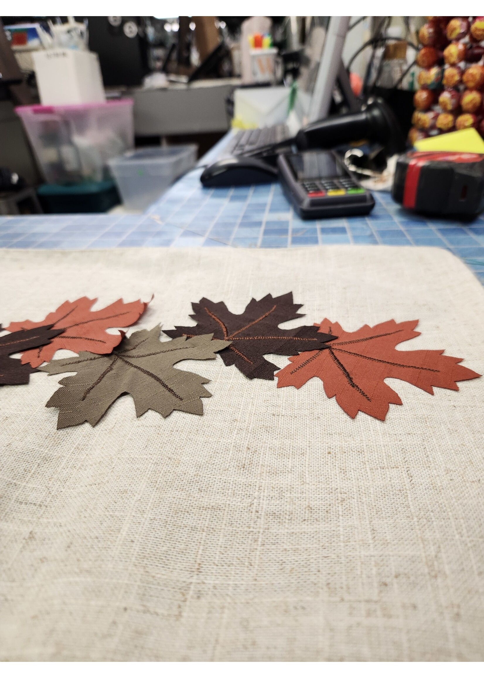 70x12.5 Appliquéd Thanksgiving Fall Leaves Table Runner