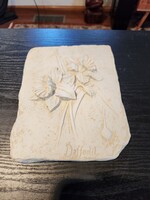 Hen-Feathers Flower Daffodil Plaque Hanging Art Picture (Resin) 6.5x8.75
