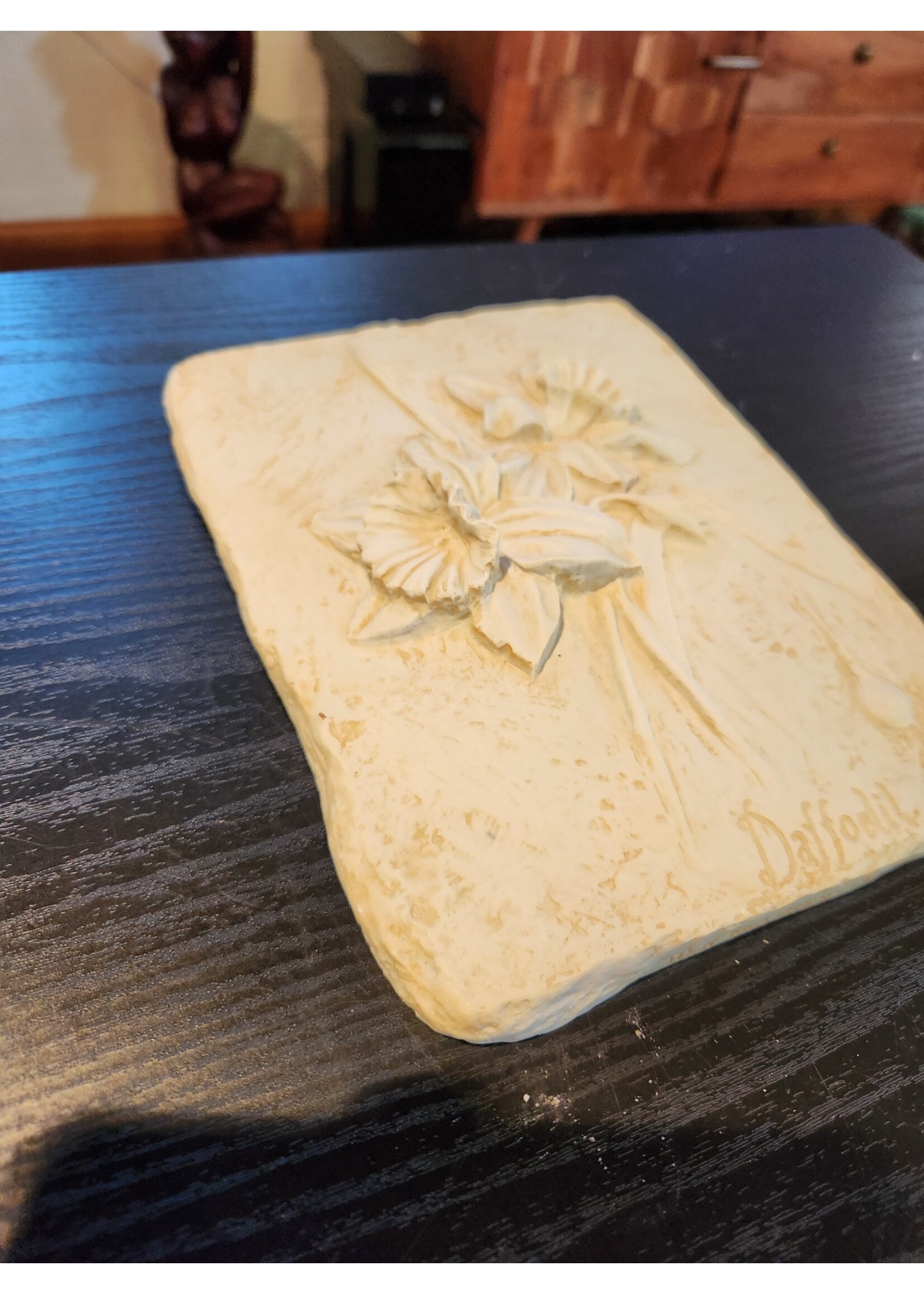 Hen-Feathers Flower Daffodil Plaque Hanging Art Picture (Resin) 6.5x8.75