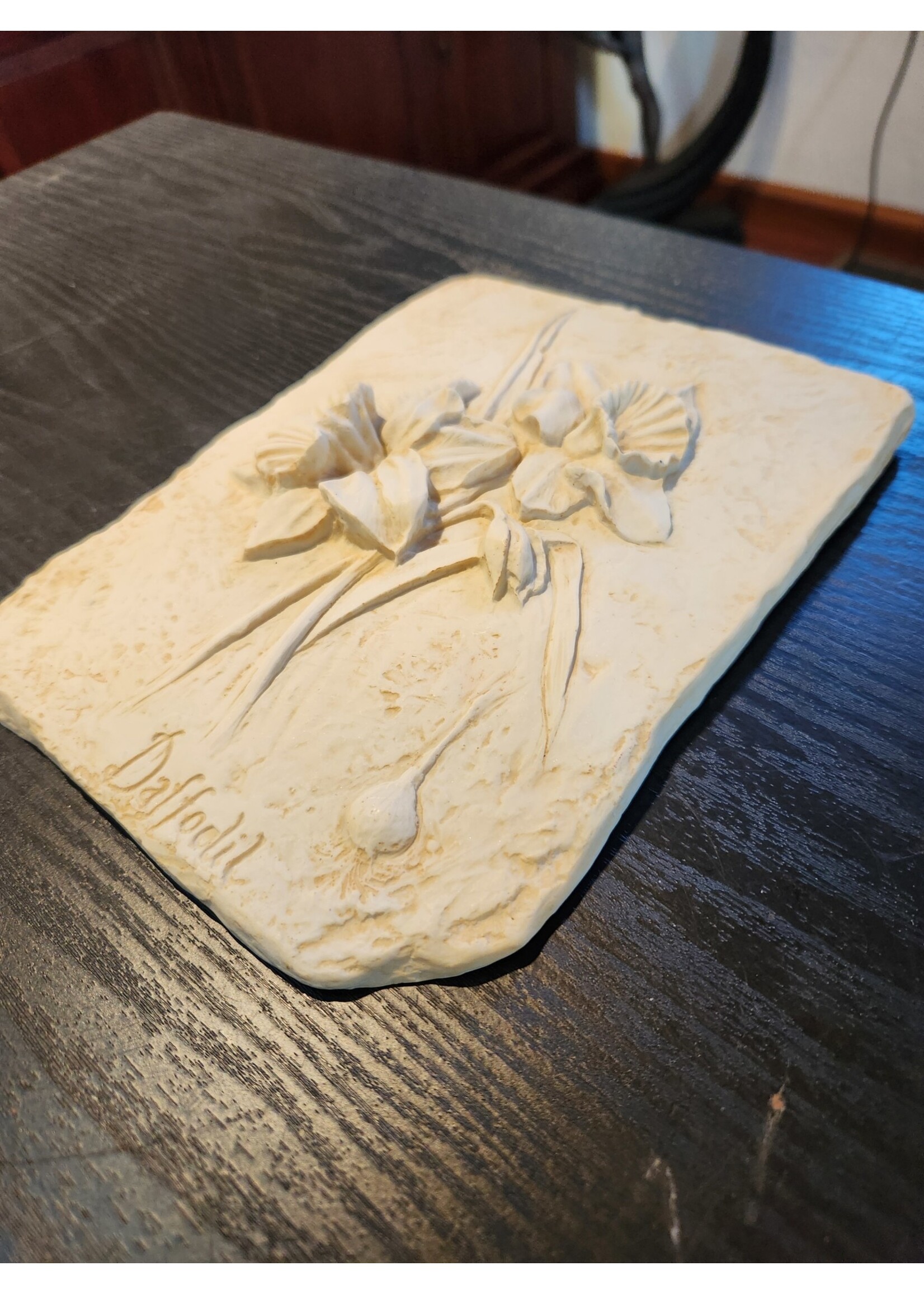 Hen-Feathers Flower Daffodil Plaque Hanging Art Picture (Resin) 6.5x8.75