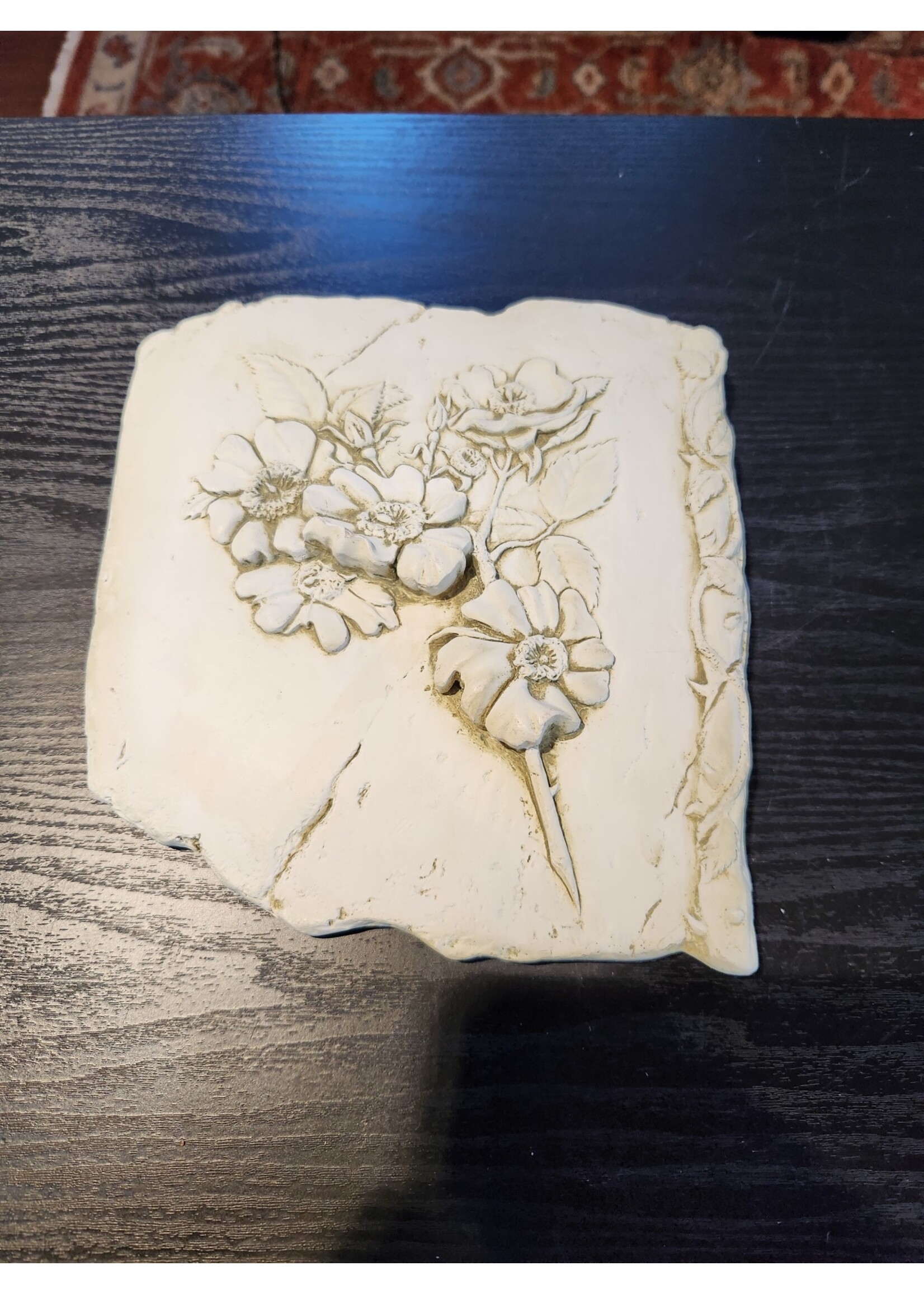 Hen-Feathers Flower Plaque Hanging Art Picture (Resin) 8.5x7.75
