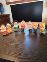 Vintage Disney Complete Set 4.5 inch Rubber Squeak Toy Snow White & 7 Dwarfs.