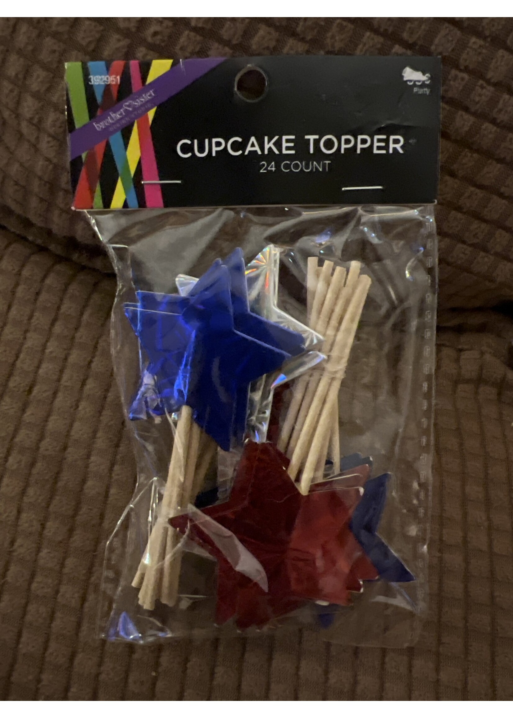 24 Ct Cake Toppers red/blue/silver USA