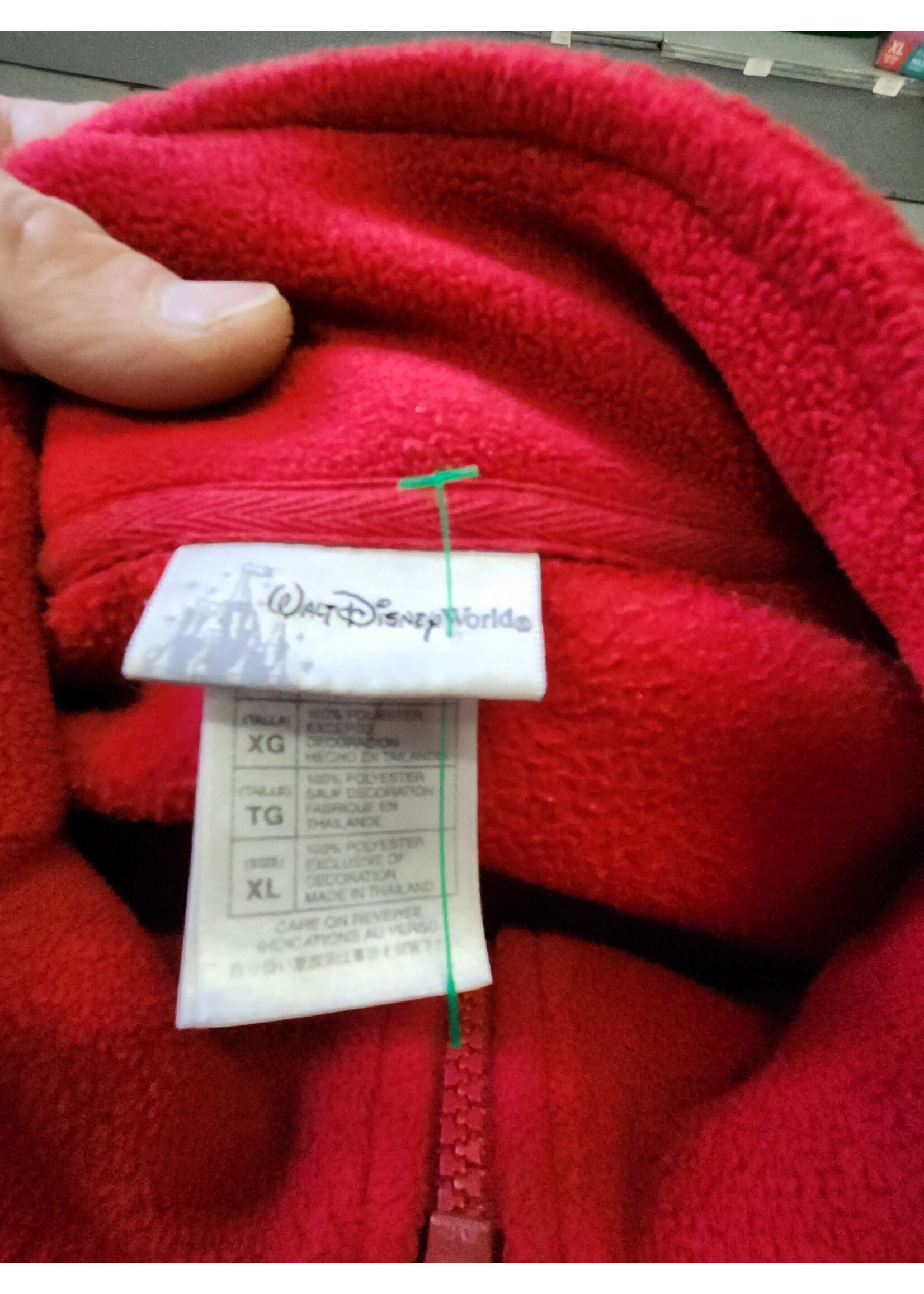 Disney Walt Disney World Mickey Mouse Santa Christmas Red Fleece Jacket XL