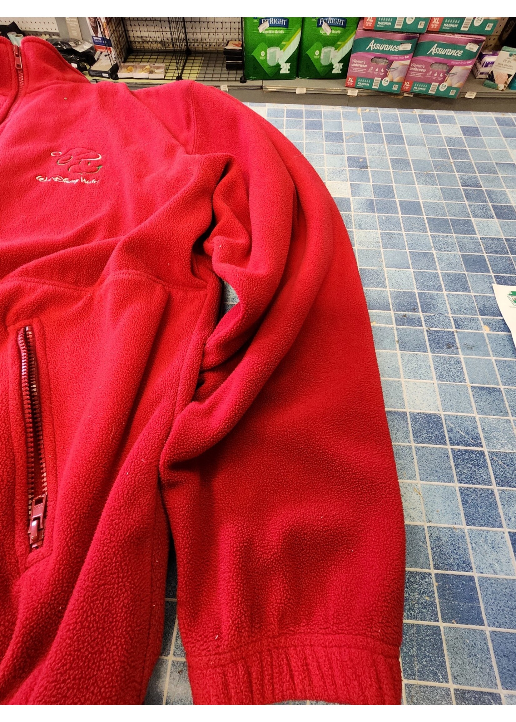 Disney Walt Disney World Mickey Mouse Santa Christmas Red Fleece Jacket XL