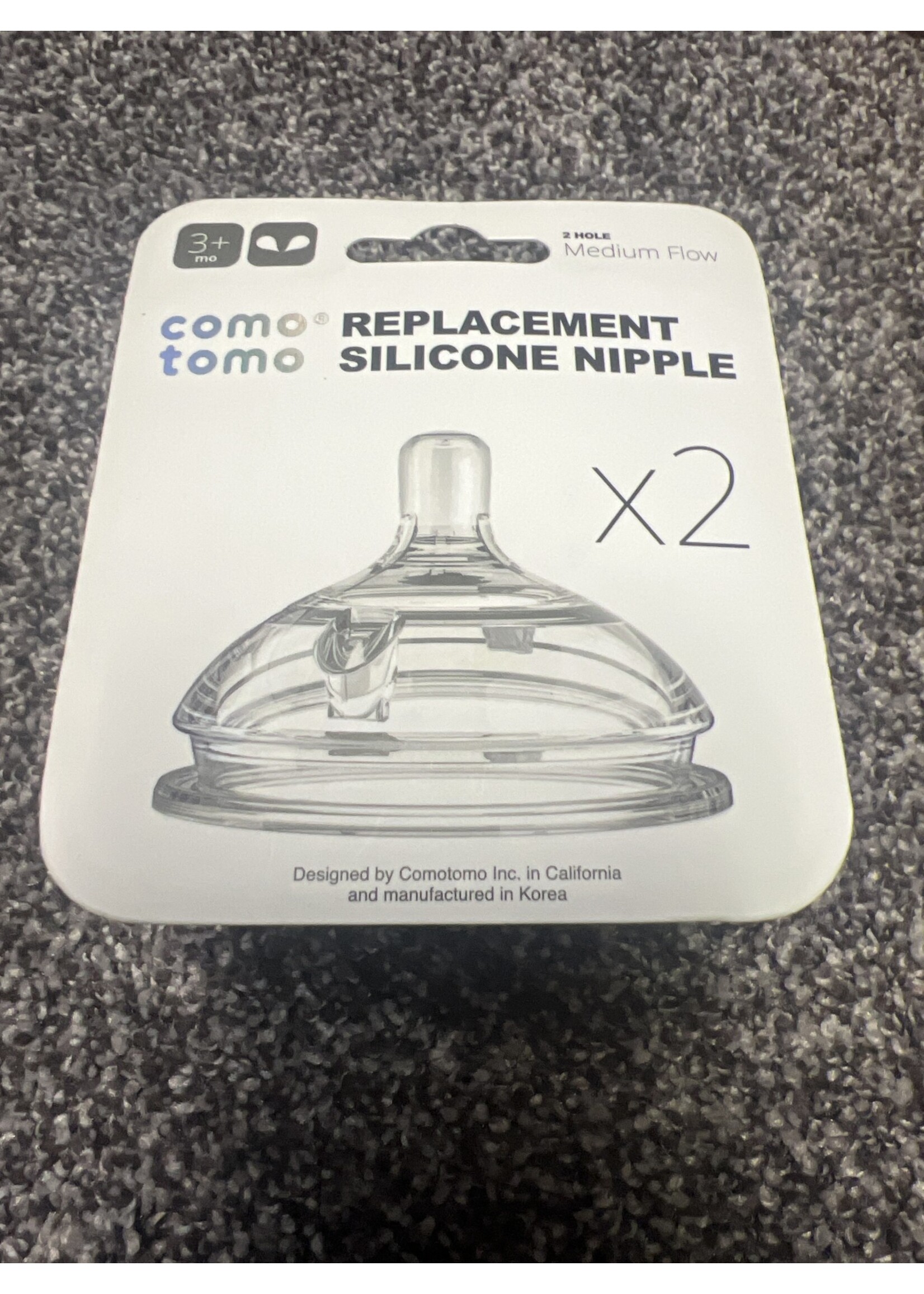 Como Tomo Replacement Silicone Nipple 2pk 2 hole medium flow