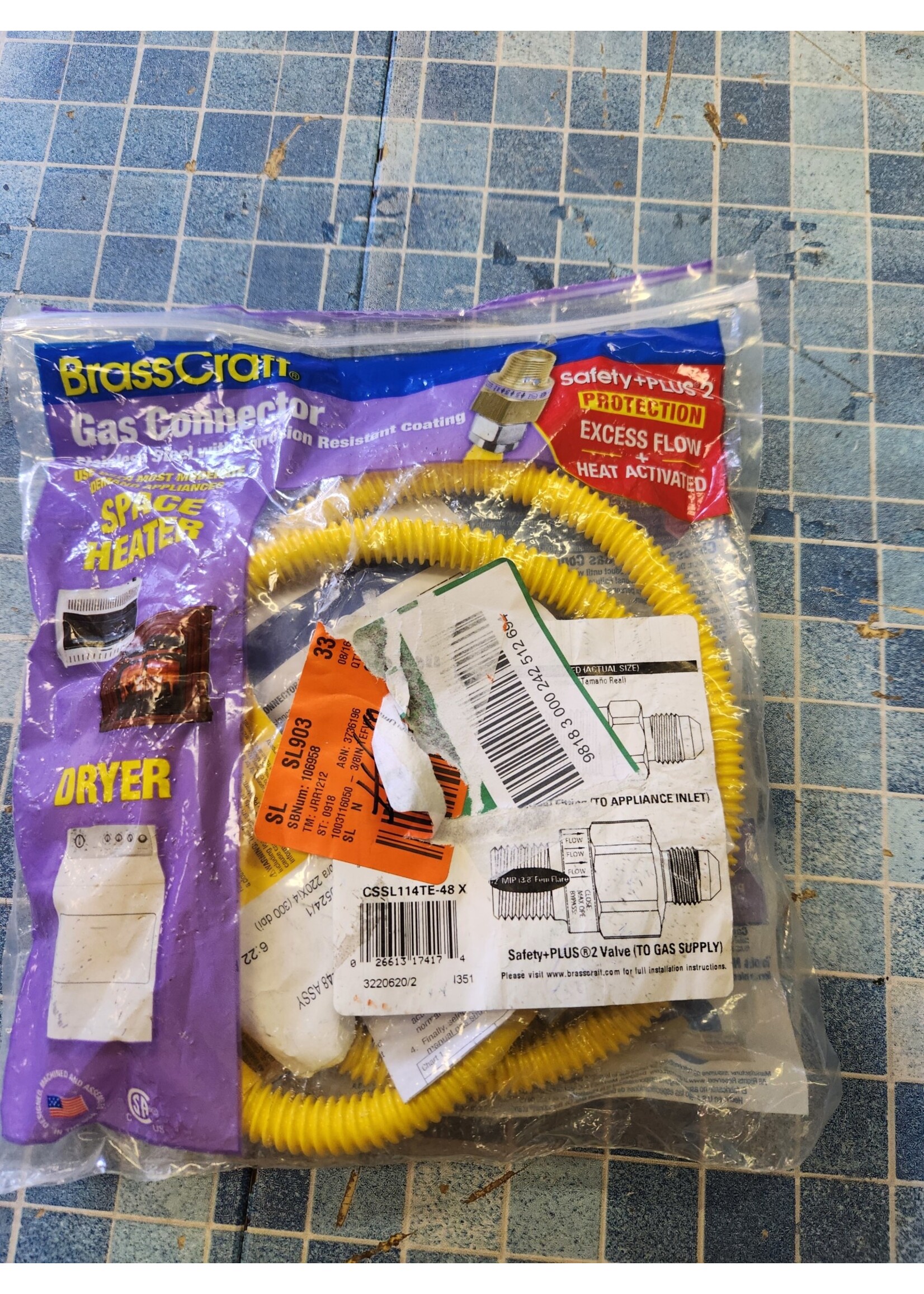 BrassCraft ProCoat 1/2 in. MIP x 1/2 in. FIP Gas Ball Valve x 48 in. Stainless Steel Gas Connector 3/8 in. O.D. (28,300 BTU