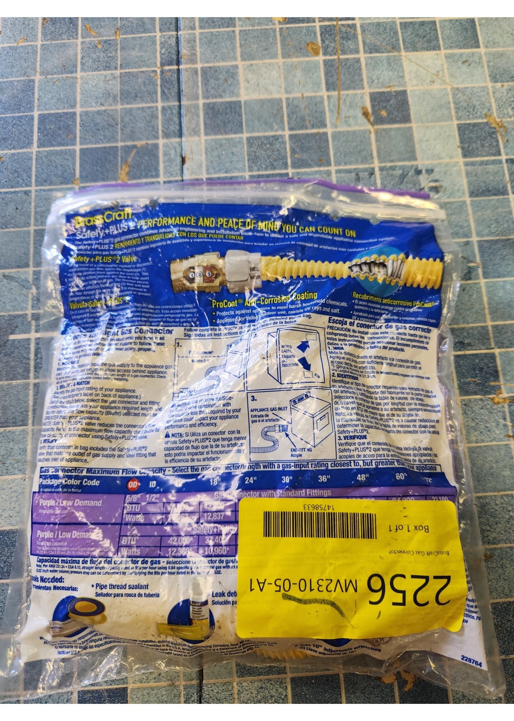 BrassCraft ProCoat 1/2 in. MIP x 1/2 in. FIP Gas Ball Valve x 48 in. Stainless Steel Gas Connector 3/8 in. O.D. (28,300 BTU
