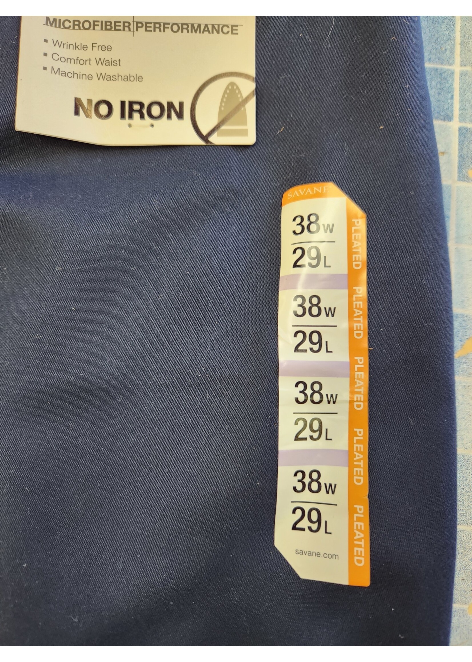 Men's Comfort Waist Savane Microfiber Performance No Iron Dress Pants 38/29