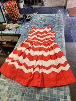 *Small Spots Just Taylor Fit and Flare Dress Size 8 Red/White Chevron Pleated Sleeveless