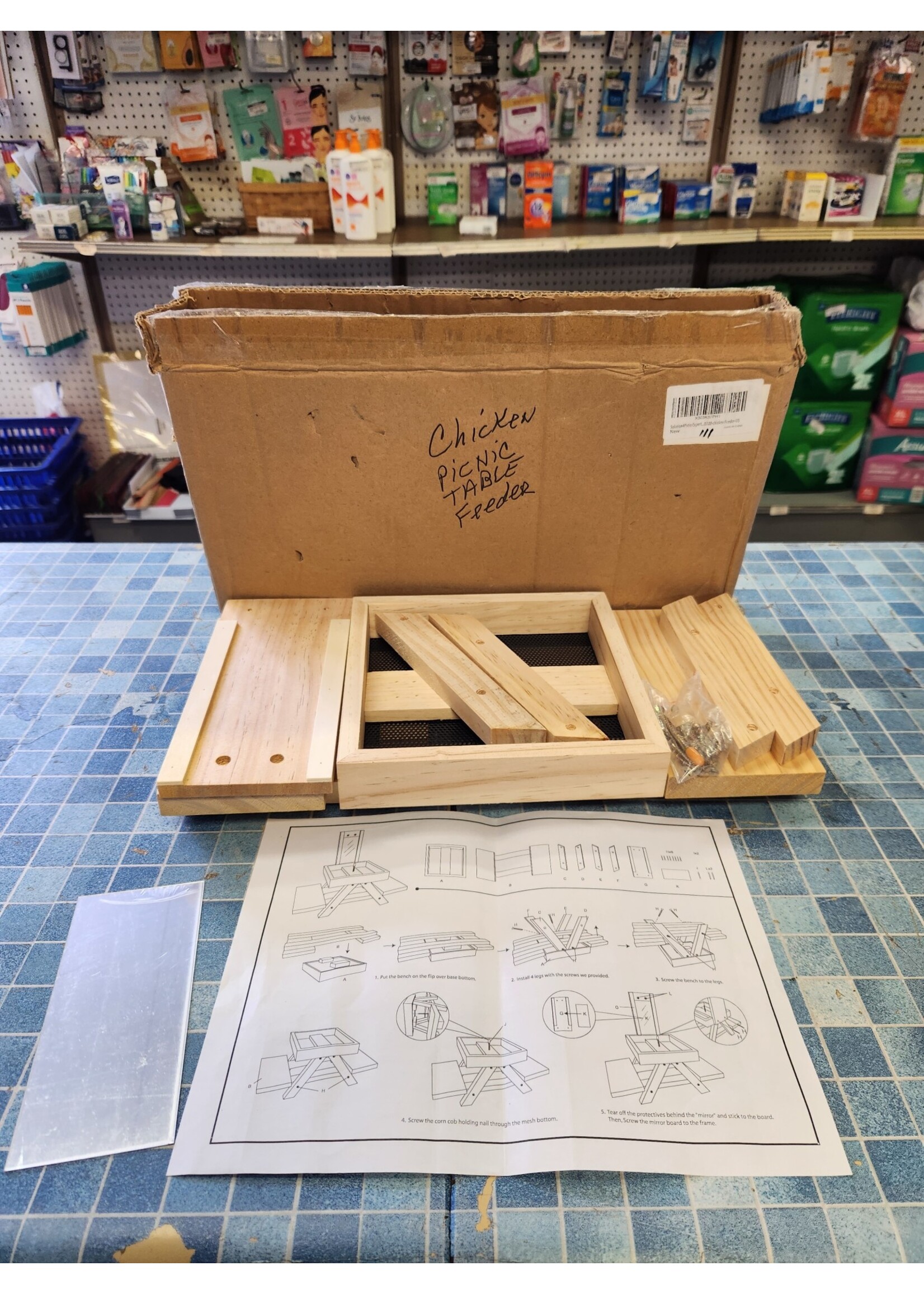 Solution4Patio Expert in Garden Creation Adorable Squirrel Feeder Picnic Table Shaped with Mirror, Corn Cob Holder and Snack Mesh Tray, for Fruit, Nuts, Peanut Butter Treats, Eay to Install