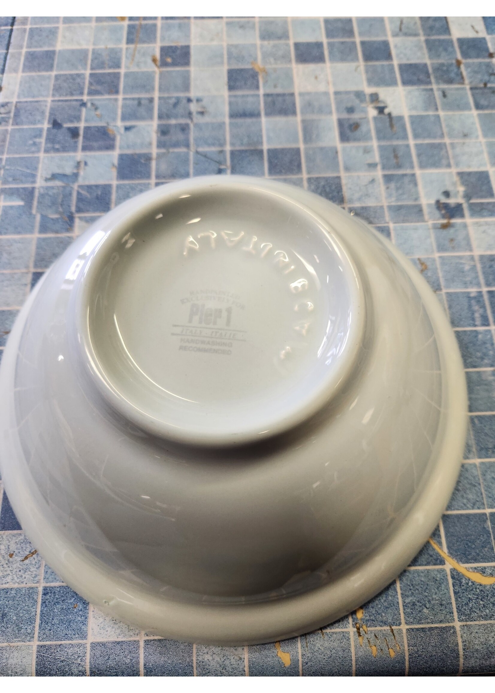 *Small Chip Pier 1 Stoneware Mixing Bowl 11x4.25 inch Made in Italy Sea Foam/Mint Green