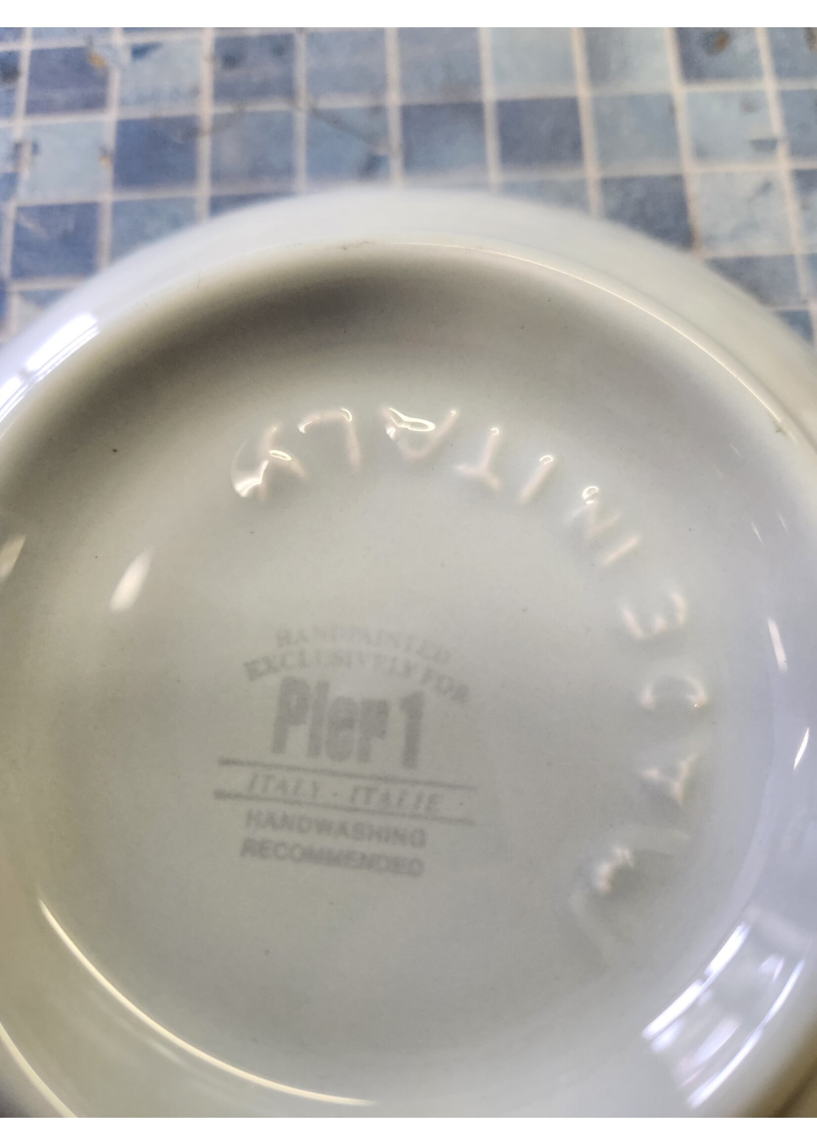 *Small Chip Pier 1 Stoneware Mixing Bowl 11x4.25 inch Made in Italy Sea Foam/Mint Green