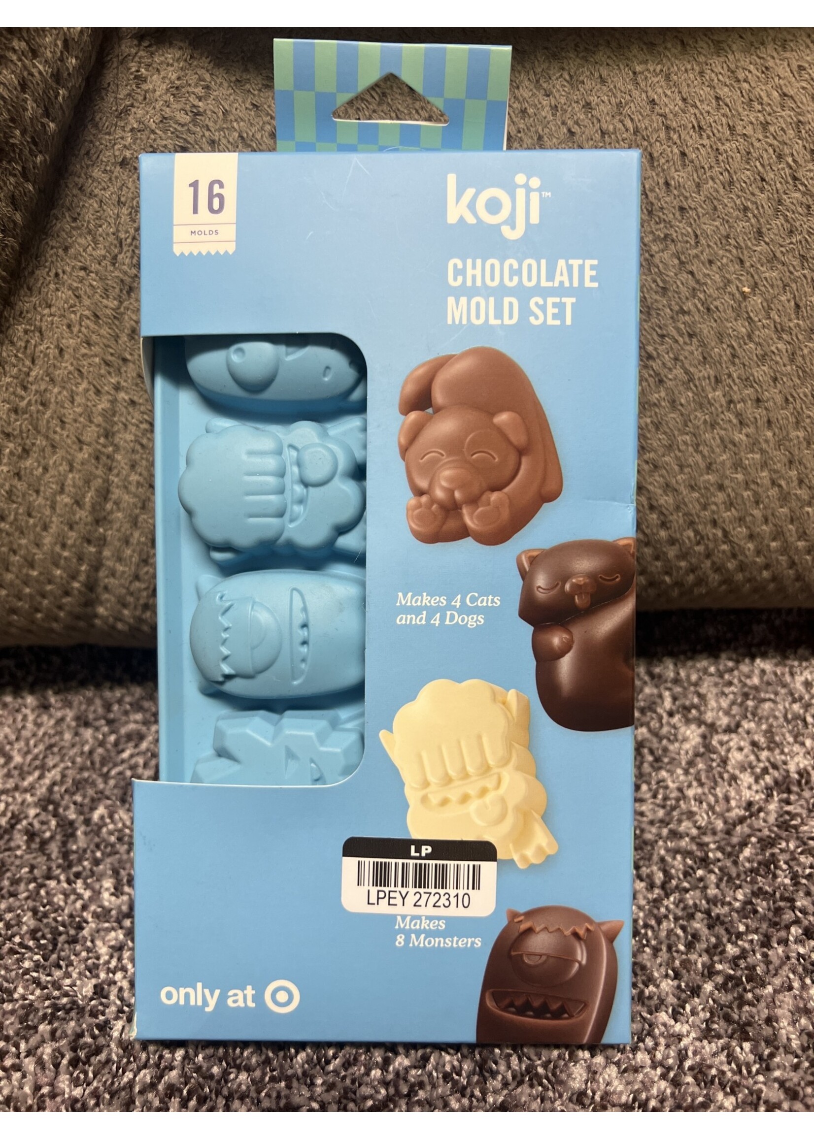 Koji Chocolate Mold Set 4 cat, 4 dog, 8 monster molds (16 total)