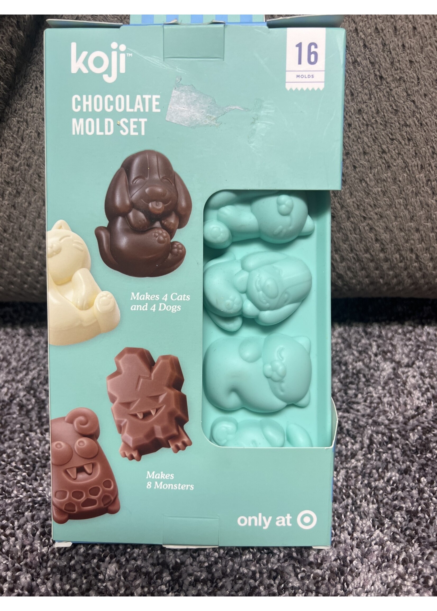Koji Chocolate Mold Set 4 cat, 4 dog, 8 monster molds (16 total)