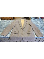 *Worn GALLERY BY HAGGAR 44 Suit Jacket Blazer Sport Coat Gray Check Pleated Vtg