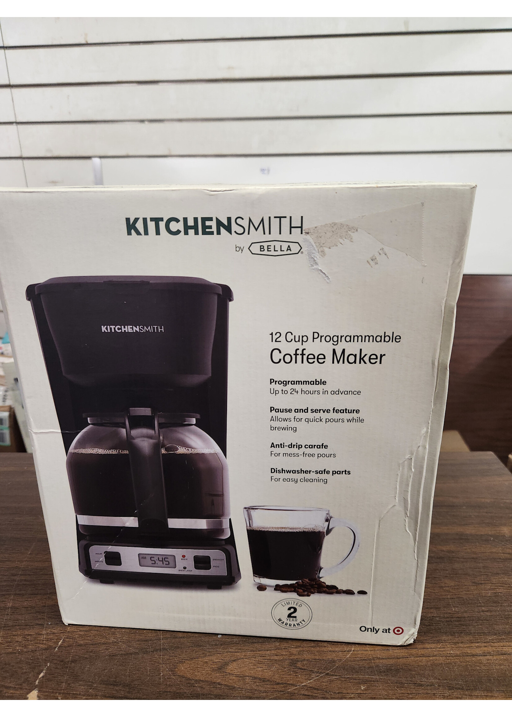 KitchenSmith KitchenSmith by Bella 12 Cup Programmable Coffeemaker: Electric Coffee Maker, 60 oz Capacity, Dishwasher-Safe Parts, Gray