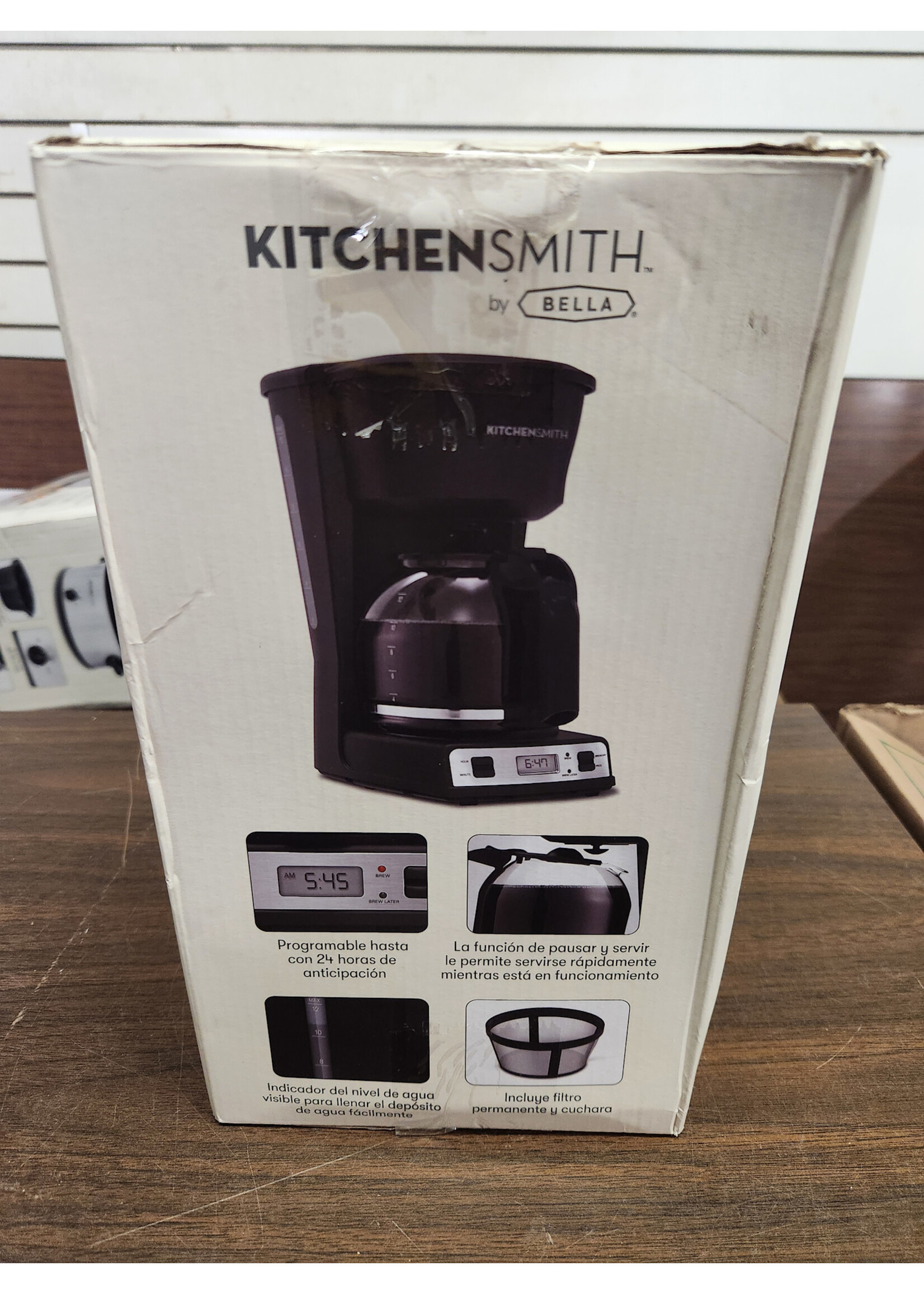 KitchenSmith KitchenSmith by Bella 12 Cup Programmable Coffeemaker: Electric Coffee Maker, 60 oz Capacity, Dishwasher-Safe Parts, Gray