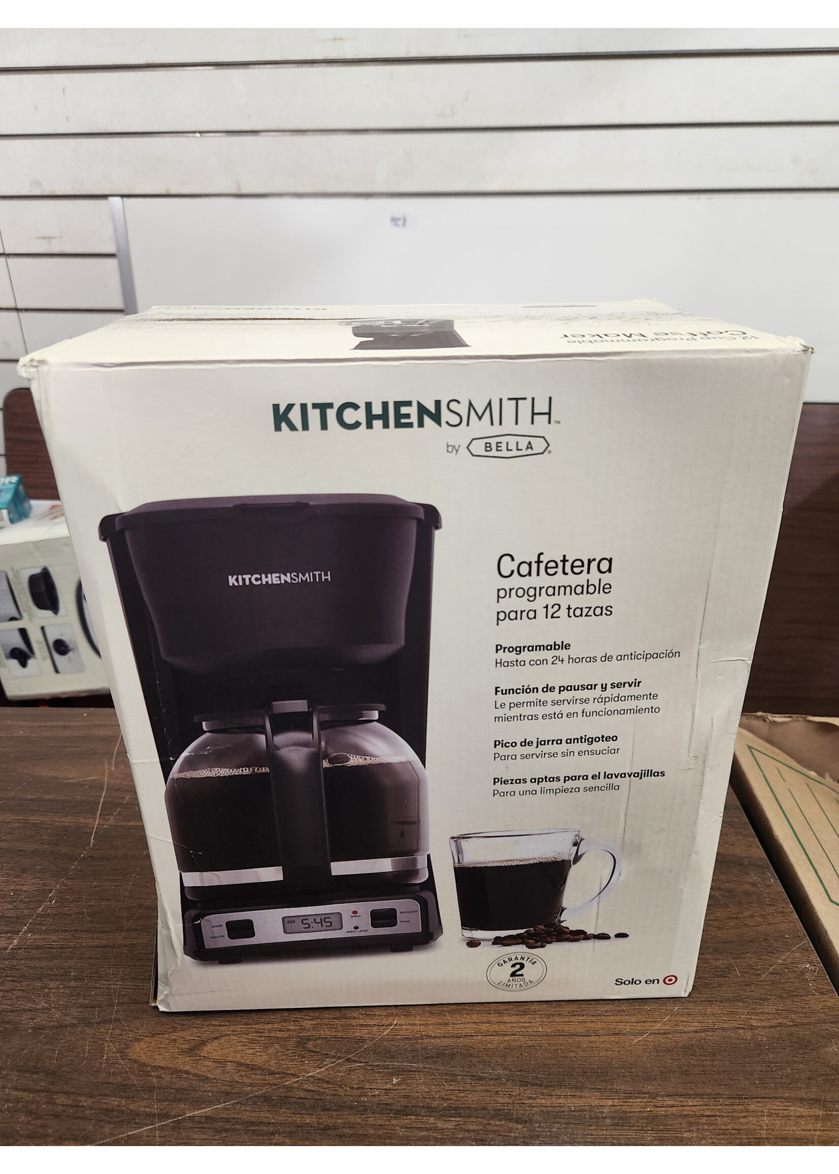 KitchenSmith KitchenSmith by Bella 12 Cup Programmable Coffeemaker: Electric Coffee Maker, 60 oz Capacity, Dishwasher-Safe Parts, Gray