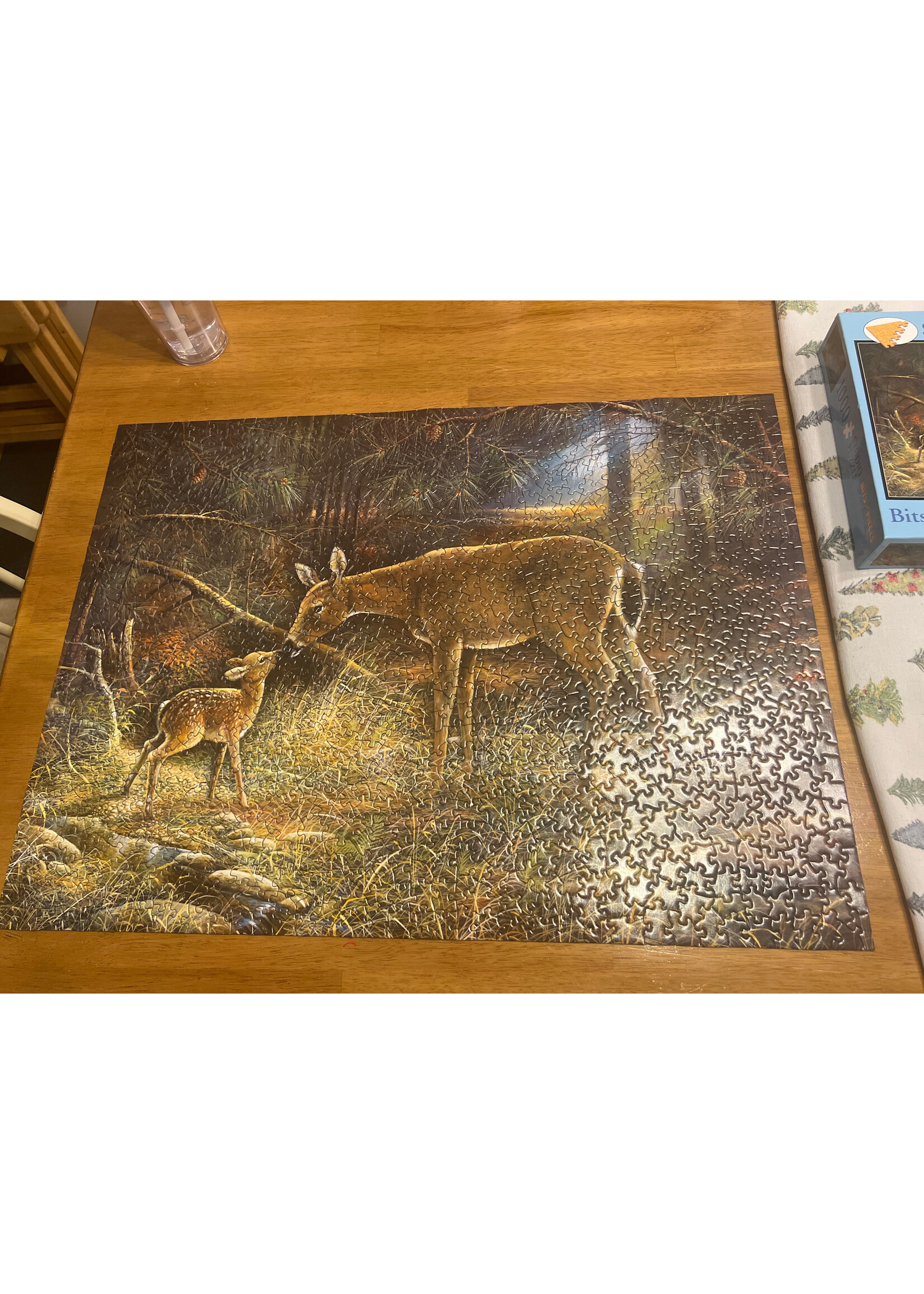 Assembled once- Studio Puzzle- Bits and Pieces 1000 pc puzzle two deer “A Kiss for Mommy”