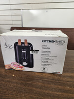 KitchenSmith by Bella 2 Slice Toaster: Black, Bagel & Bread Warmer, 750W, Compact Design, 2-Year Warranty
