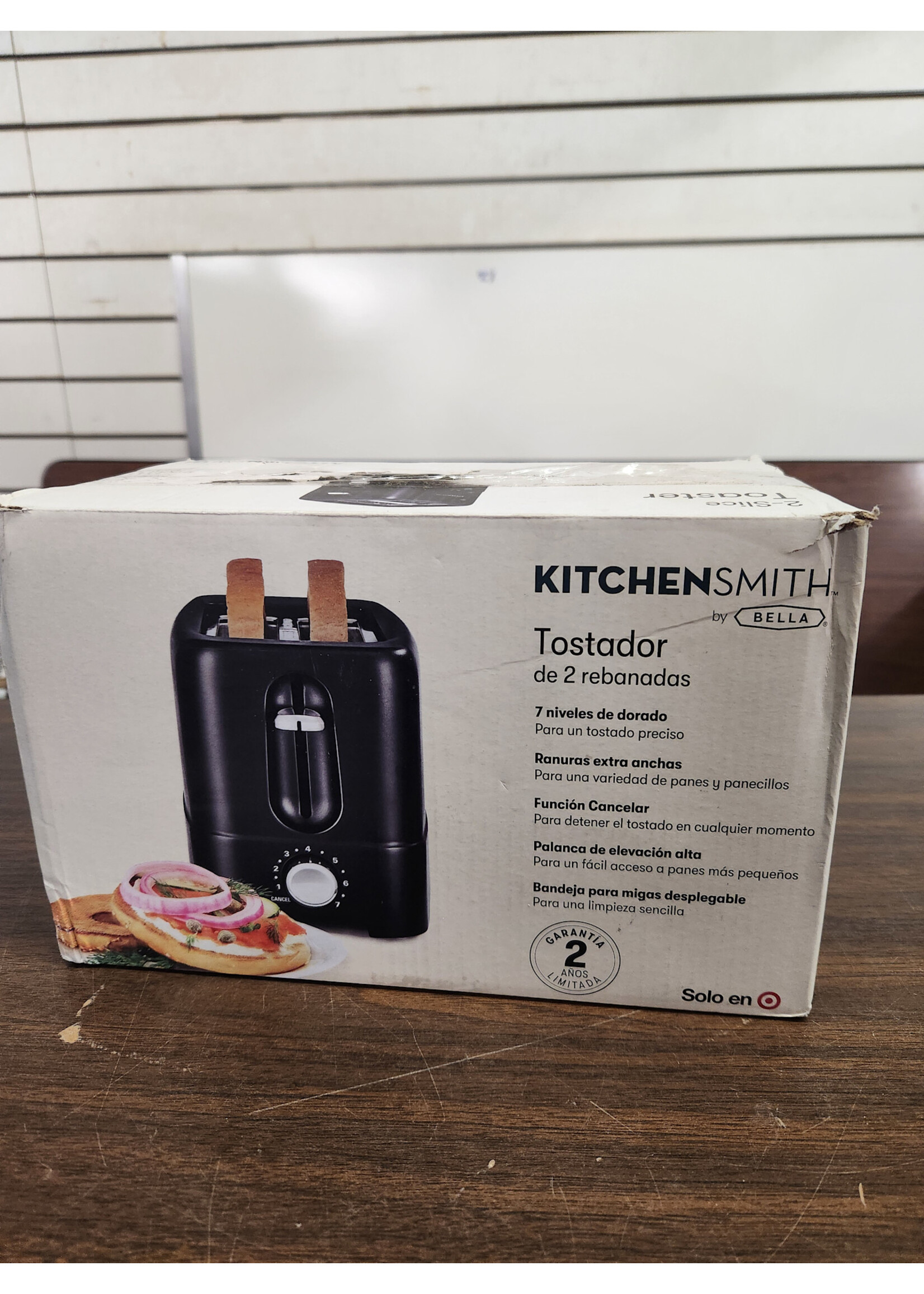KitchenSmith by Bella 2 Slice Toaster: Black, Bagel & Bread Warmer, 750W, Compact Design, 2-Year Warranty