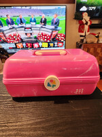 Caboodles On-The-Go Girl Retro Case Bubblegum Marble Pink Mirror 13x7.5x6 Inch