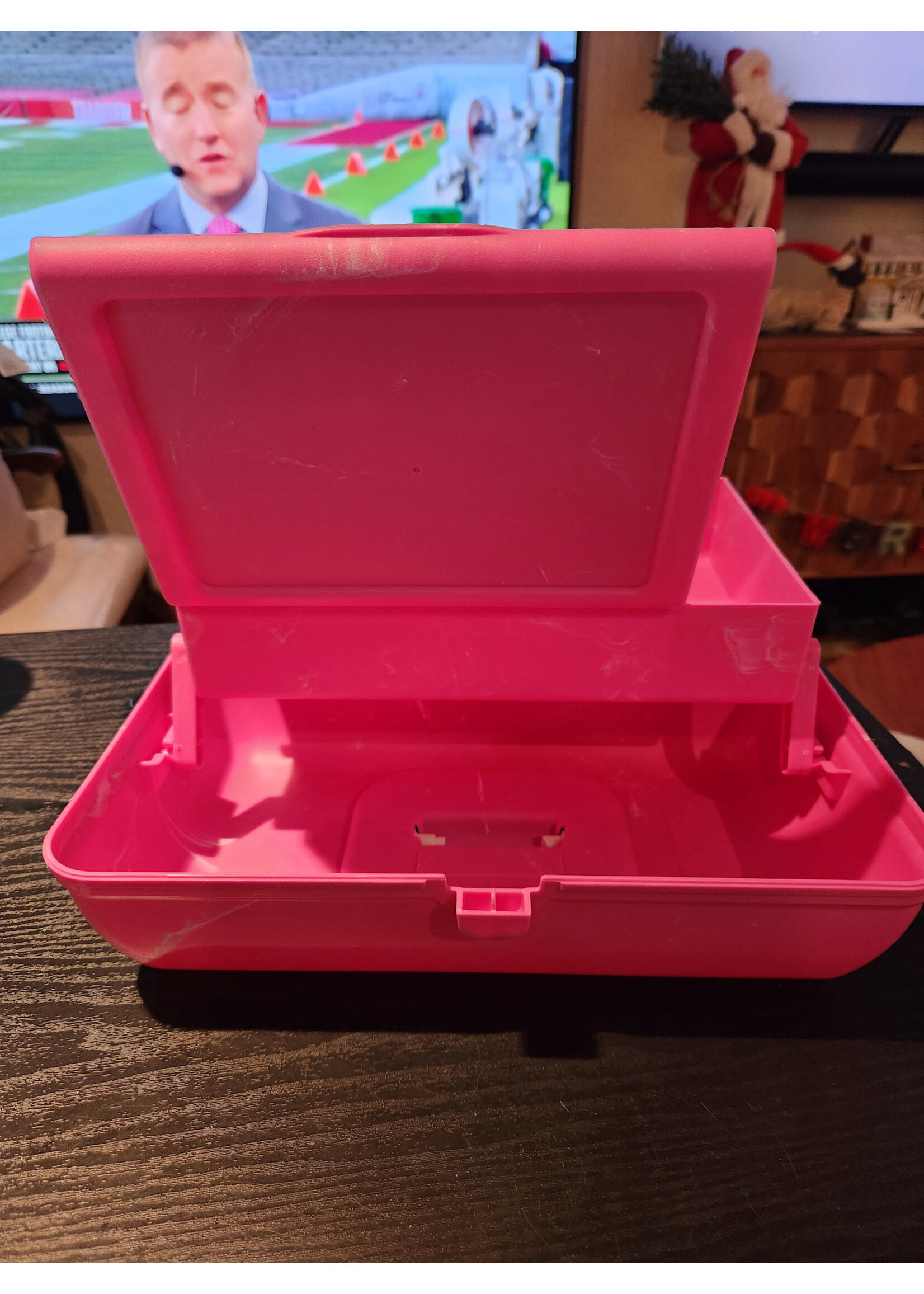 Caboodles On-The-Go Girl Retro Case Bubblegum Marble Pink Mirror 13x7.5x6 Inch