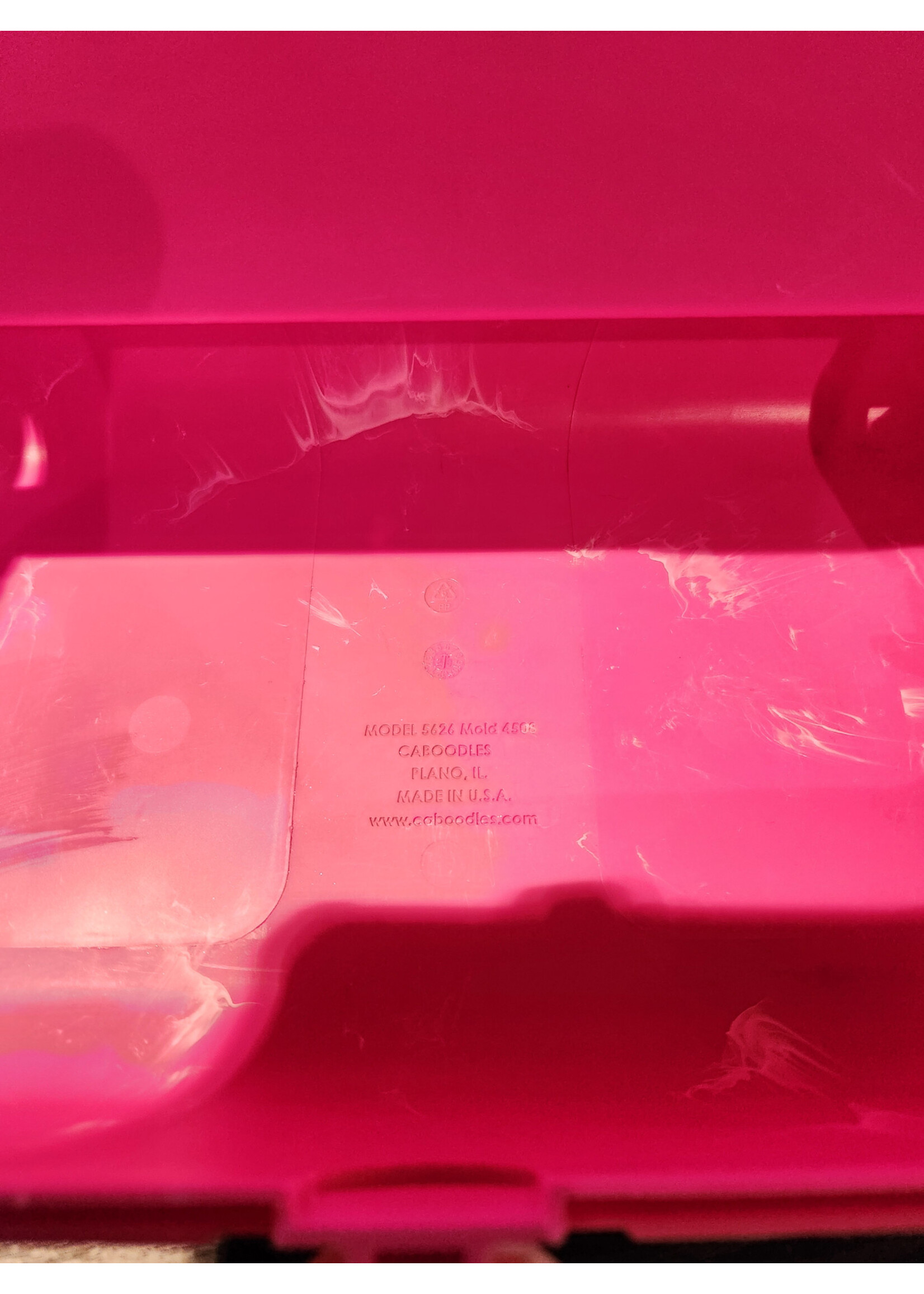 Caboodles On-The-Go Girl Retro Case Bubblegum Marble Pink Mirror 13x7.5x6 Inch