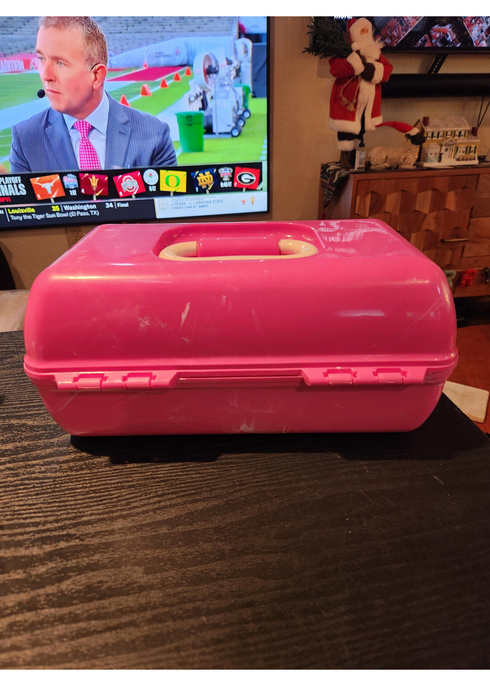 Caboodles On-The-Go Girl Retro Case Bubblegum Marble Pink Mirror 13x7.5x6 Inch
