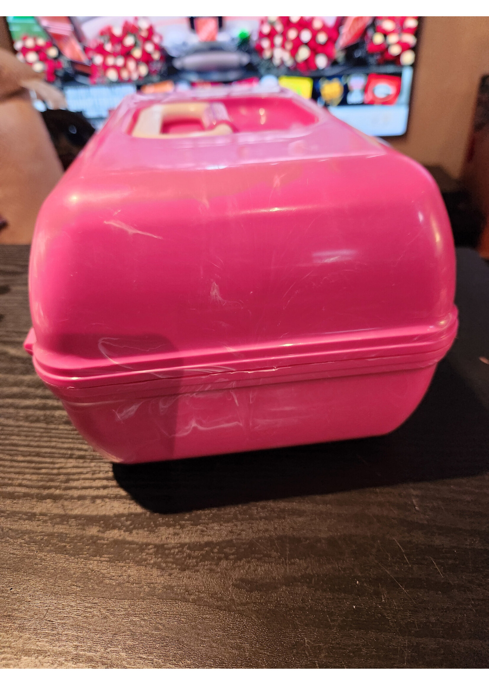 Caboodles On-The-Go Girl Retro Case Bubblegum Marble Pink Mirror 13x7.5x6 Inch