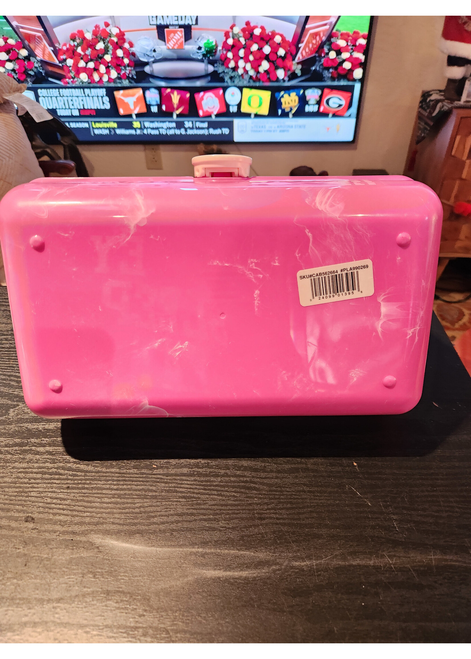 Caboodles On-The-Go Girl Retro Case Bubblegum Marble Pink Mirror 13x7.5x6 Inch