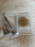 Mini Glass Cutting Discs 3pk 1” radius gold w/ 2 quick connection extensions for drills