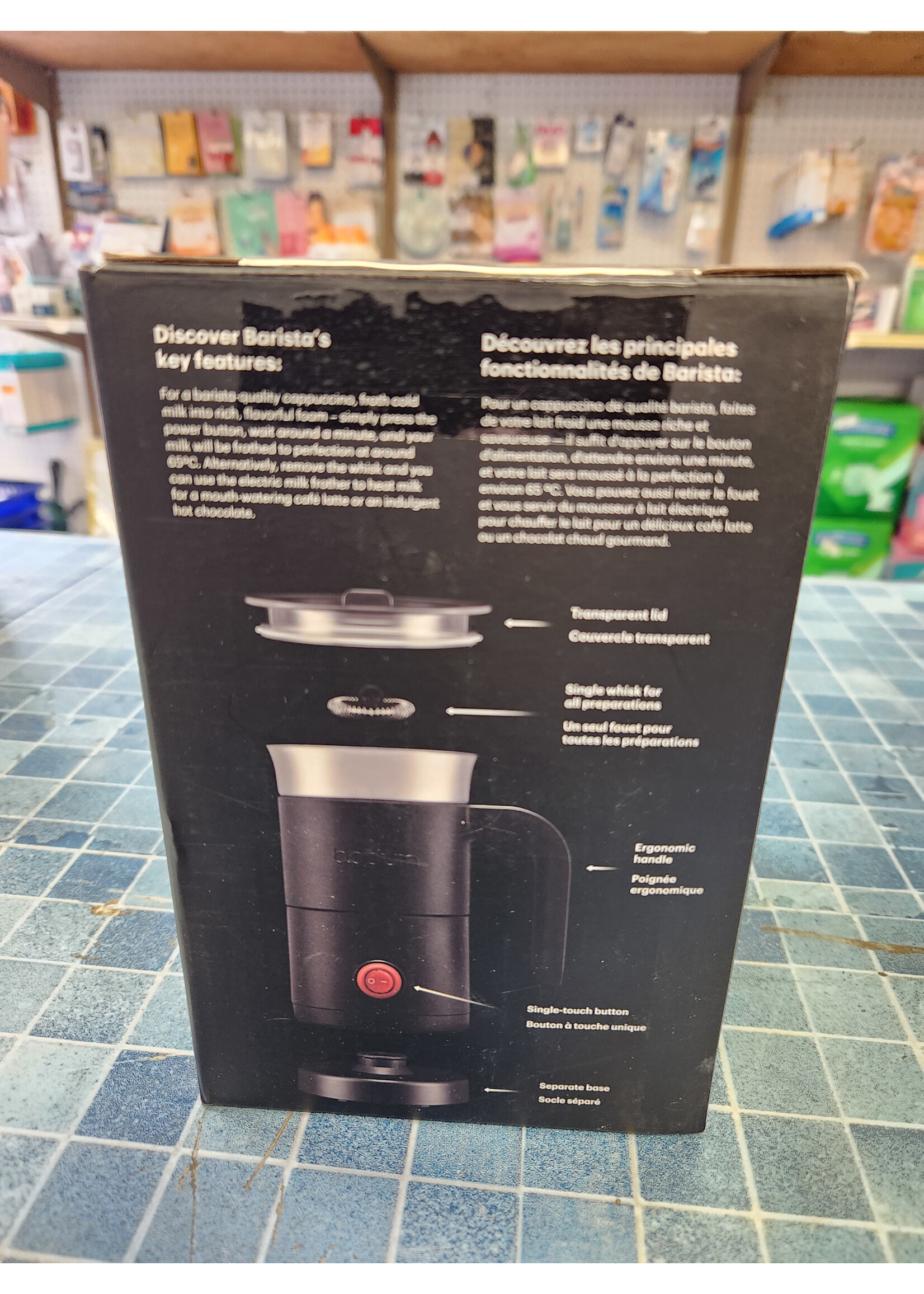 Bodum Milk Frother with handle Black: Electric Coffee & Milk Steamer, 500W, Stainless Steel