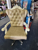 Acme Versailles Faux Leather Tufted Executive Chair in Cream and Bone White