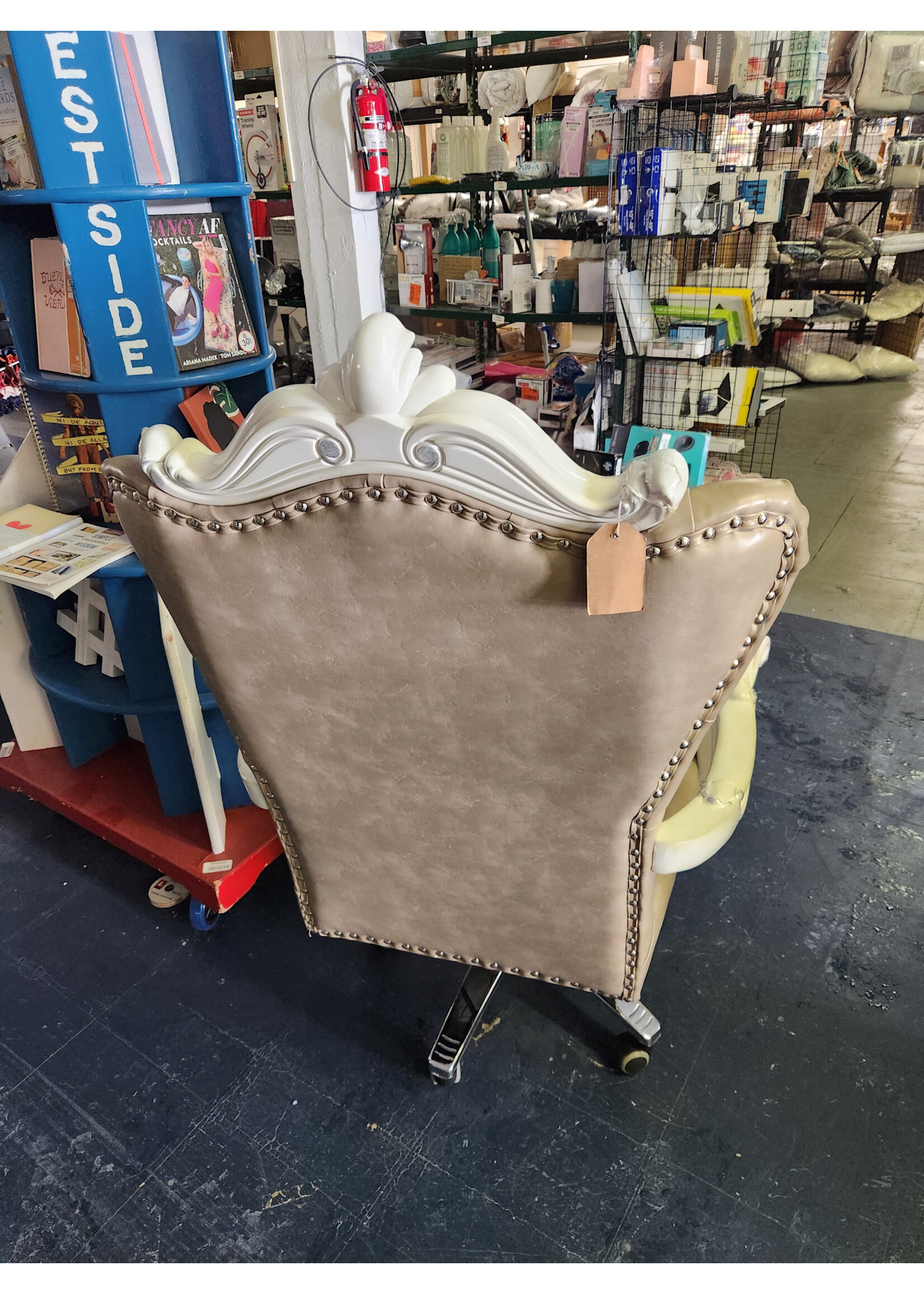 Acme Versailles Faux Leather Tufted Executive Chair in Cream and Bone White