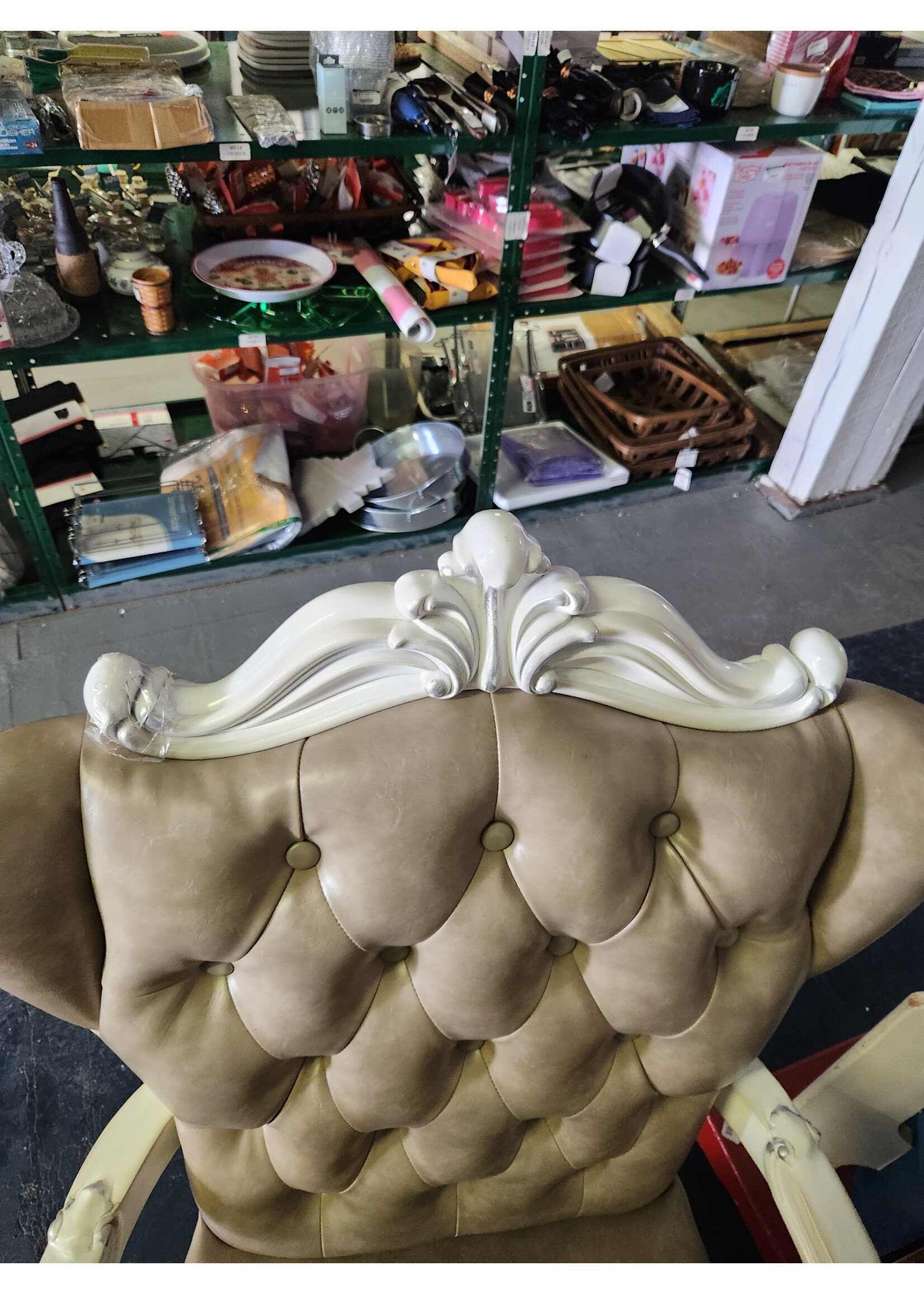 Acme Versailles Faux Leather Tufted Executive Chair in Cream and Bone White